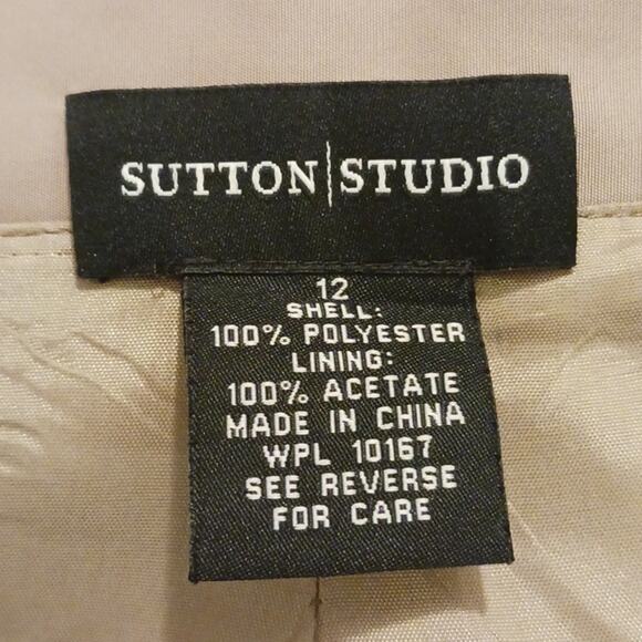 Sutton Studio Couture Wrap Jacket Sz 12 Tan Satin Cropped Cocktail Elegant Party - Picture 7 of 8